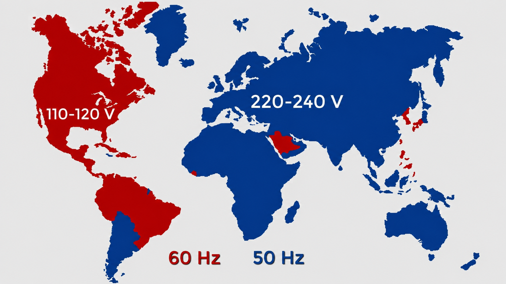 World map of mains voltage standards